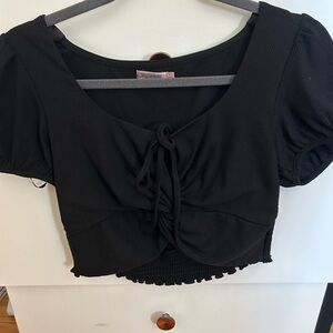 Elegant Black Ruched Crop Top